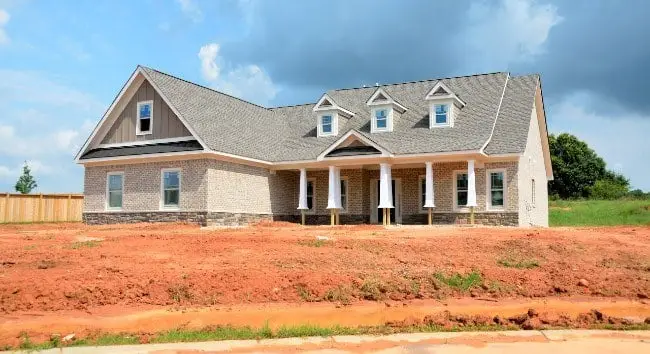 Construction site for building a house in Virginia
