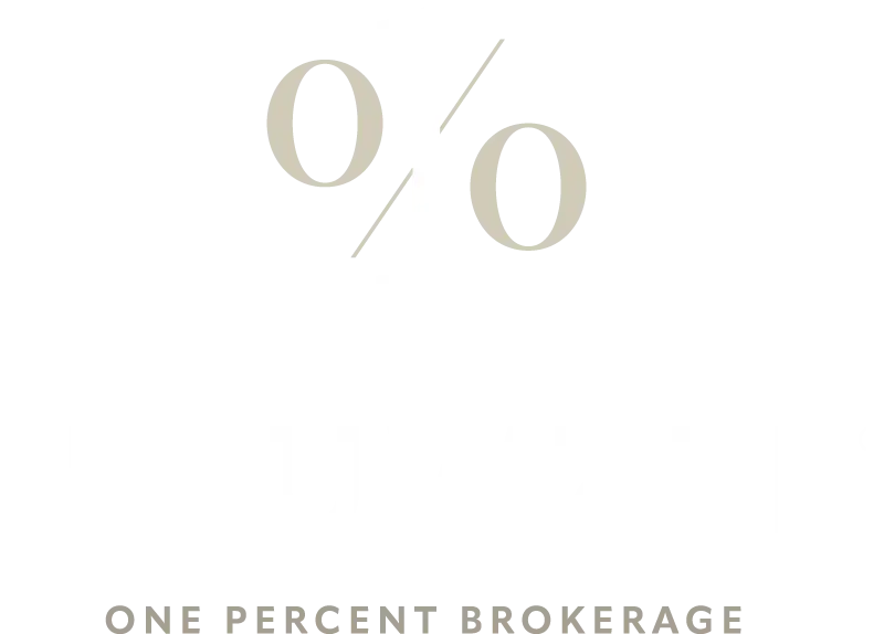 HOUWZ logo with a stylized percentage symbol and the text 'ONE PERCENT BROKERAGE'.